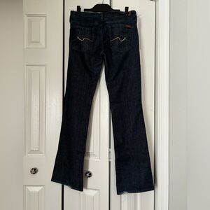 EUC 7 For All Mankind 8" rise jeans. Dark denim. Size 28. Slight flare.